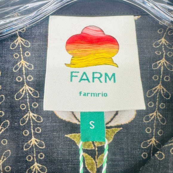 Farm Rio Black Bold Flowers Long Sleeve Mini Dress S NWOT - Picture 16 of 16